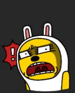 😮‍💨 dessin animé, choqué, lapin, exclamation, drôle, personnage whatsapp sticker