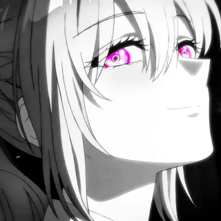 🖤 anime, ragazza, manga, occhi rosa, cartone animato telegram sticker