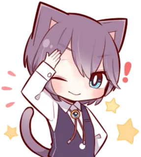 👌 chat, animé, kawaii, chibi, manga, dessin animé, mignon, animal telegram sticker