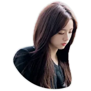 😔 vrouw, lang haar, portret, brunette, sticker telegram sticker