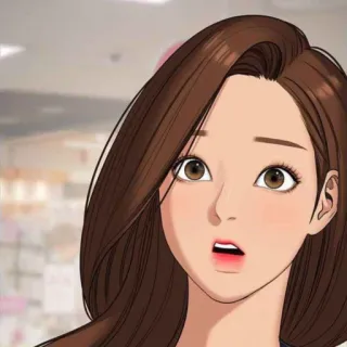 🛍 Frau, Anime, braune Haare, geschockt, Schönheit, Cartoon telegram sticker