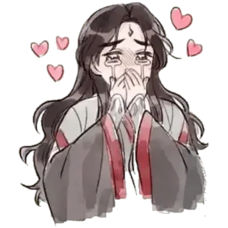 😍 khóc, trái tim, buồn, anime, cảm xúc telegram sticker