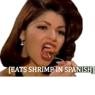 🐟 EATS SHRIMP IN SPANISH essen, garnelen, spanisch, essen, humor telegram sticker