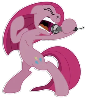 🦄 Pinkie Pie My Little Pony poni, micrófono, canto, dibujos animados, animal telegram sticker