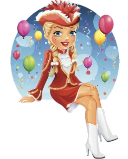 😃 carnevale, palloncini, donna, costume, festa telegram sticker