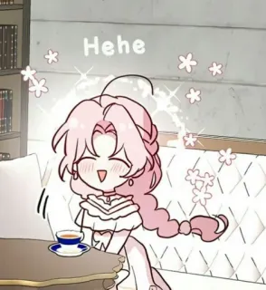 😇 Hehe Чиби, Милый, Блестящий, Аниме, Манга, Хе-хе whatsapp sticker