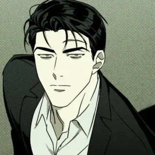 💚 hombre, traje, serio, webtoon, personaje telegram sticker
