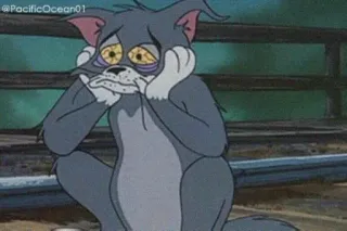 😫 Tom Dessin animé, Chat, Triste, Fatigué, Ennuyé, Animation whatsapp sticker