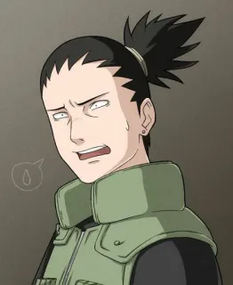 🍥 Shikamaru Nara Naruto Аниме, Ниндзя, Взволнованный, Мультфильм, Пот telegram sticker