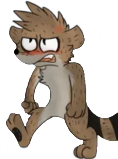 😣 Rigby Regular Show Kreskówka, Zwierzę, Szop, Zły, Animowany telegram sticker