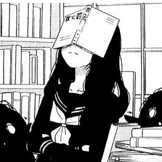 🙄 Garota anime, Livro, Biblioteca, Mangá, Lendo telegram sticker