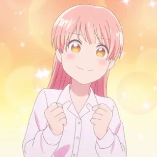 🎀 Anime, Menina, Bonita, Cabelo rosa, Desenho animado, Feliz telegram sticker