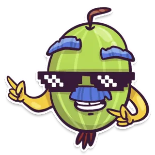 😎 Obst, Cartoon, Stachelbeere, Sonnenbrille, lustig, cool telegram sticker