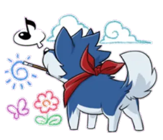 ✍ anjing, lucu, kartun, gambar, musik, bunga, kupu-kupu, awan whatsapp sticker