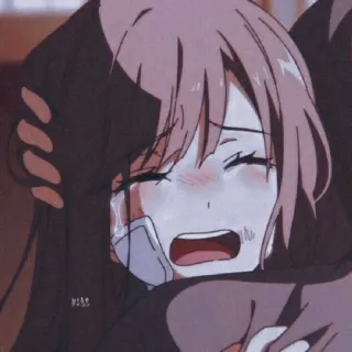 😖 Anime, Weinen, Traurig, Emotional, Umarmung telegram sticker