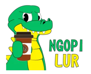 ☕ NGOPI LUR crocodile, coffee, cartoon, drink, animal telegram sticker