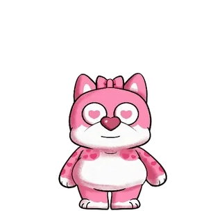 🔥 kucing pink, kucing kartun, kawaii, imut, mata hati, hewan, stiker whatsapp sticker
