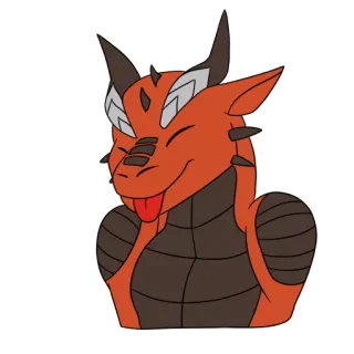 😜 dragon, dessin animé, animal, autocollant, fantaisie, dragon orange, joyeux telegram sticker