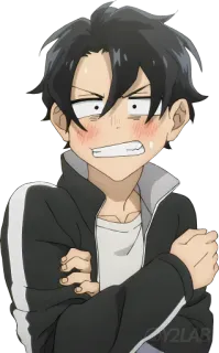 😳 anime, avergonzado, dibujos animados, masculino, preocupado whatsapp sticker