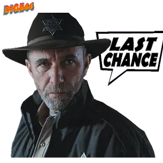 🫥 LAST CHANCE homem, xerife, chapéu, última chance telegram sticker