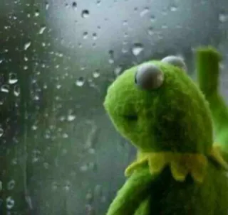 ☹️ Kermit Kermit the Frog, frog, sad, rain, melancholy, muppet, pensive telegram sticker