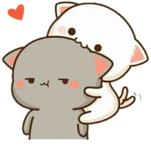 🙃 gato, amor, lindo, peach y goma, pareja telegram sticker