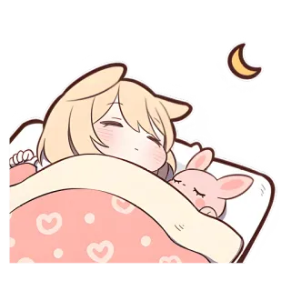 💤 сон, милый, ночь, луна, зайчик, одеяло, мультфильм, каваий telegram sticker