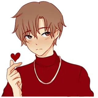 ❤️ ragazzo, carino, cuore, amore, coreano, cuore con le dita, anime, cartone animato telegram sticker
