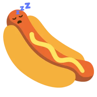 😴 Cachorro-quente, Dormindo, Comida, Desenho animado, Emoji telegram sticker