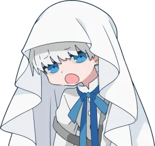 😩 Anime, Triste, Fantasma, Blanco, Azul, Personaje, Ilustración telegram sticker