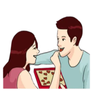 🍭 casal, amor, romance, dia dos namorados, corações, caixa de bombons, desenho animado telegram sticker