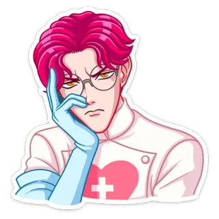 🤦‍♂ Anime, Manga, Arzt, Mediziner, Krankenschwester, Medizinisch, Illustration, Pinke Haare telegram sticker