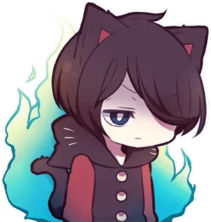 😡 Katzenohren, Anime, Manga, Charakter, Kapuzenpullover, blaue Flamme, Emo, Goth whatsapp sticker