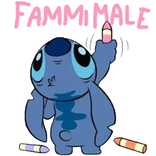 🐨 Stitch FAMMA MALE cartoon, character, stitch, drawing, text telegram sticker