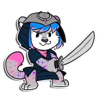 🗡 Cartoon, Dier, Zwaard, Samurai, Krijger, Personage whatsapp sticker