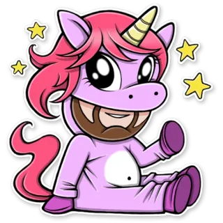 🦄 Единорог, Мультфильм, Милый, Розовый, Каваий, Наклейка telegram sticker