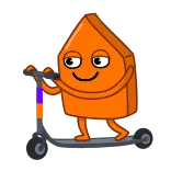 🛴 cartoon, scooter, orange, geometric, fun, cute telegram sticker