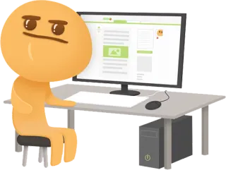 💻 cartoon, computer, kantoor, zittend, bureau telegram sticker