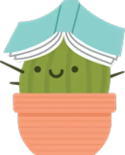 📘 cactus, libro, pianta, vaso, lettura, carino, kawaii, illustrazione telegram sticker