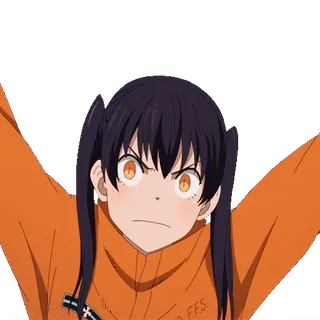 🙌 F.F.S. Anime, Fire Force, Bombero, Personaje, Enojada, Chica telegram sticker