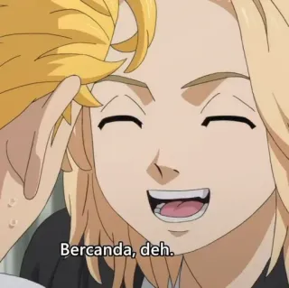 ⛓ Bercanda, deh. anime, blonde hair, smile, portrait telegram sticker