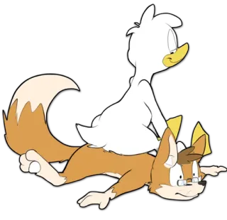😌 Dessin animé, Canard, Renard, Animal, Drôle, Personnage whatsapp sticker