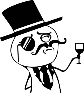 😐 Meme, Monokel, Zylinder, Cartoon telegram sticker