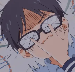 😆 Anime, Charakter, Brille, Kaputt, Traurig, Cartoon telegram sticker