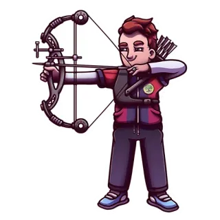 🏹 arqueiro, arco e flecha, arco e flecha, esporte, alvo, desenho animado, ilustração telegram sticker