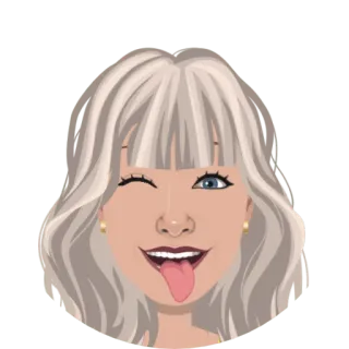 😛 cartone animato, avatar, donna, capelli biondi, occhiolino, lingua fuori telegram sticker