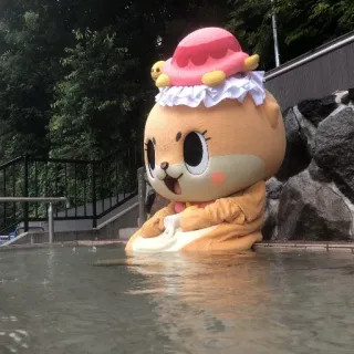 🐻 mascotte, personnage, mignon, kawaii, japonais, source chaude telegram sticker