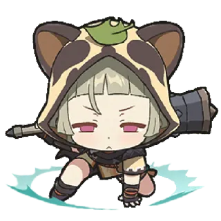🌱 Anime, Videospiel, Waffe, Niedlich, Chibi, Kapuze telegram sticker