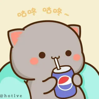 🥤 咕咚 咕咚～ cat, cartoon, drinking, beverage, Pepsi, cute telegram sticker