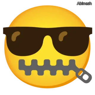 🕶️ 絵文字, 口にチャック, シー, 静かに, 秘密, クール telegram sticker